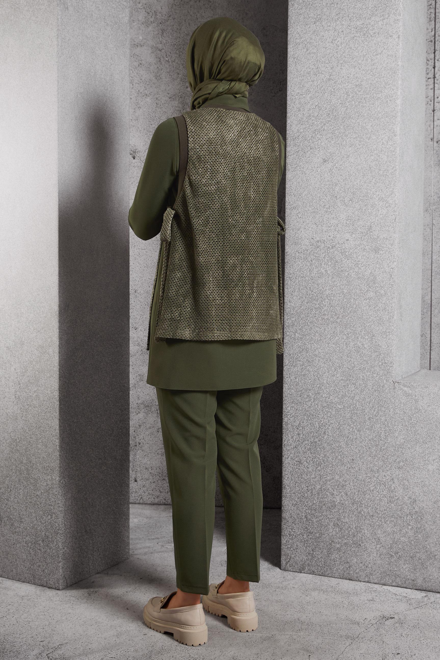 Vêtements hijab KAKI COSTUME PANTALON TROIS PIÈCES 45162