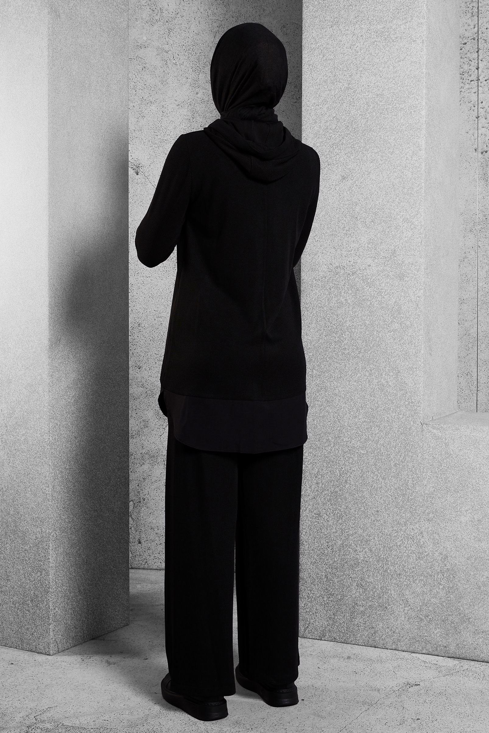 Vêtements hijab NOIR COMBINAISON PANTALON À CAPUCHE 45169