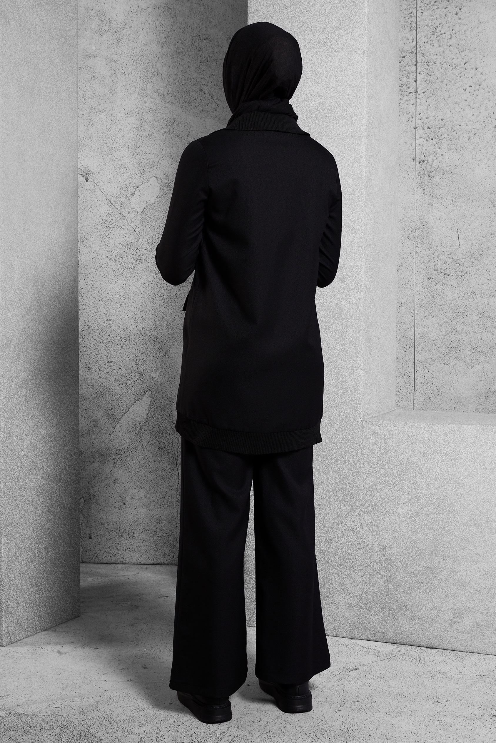 Hijab clothing BLACK ZIPPERED PANTS SUIT 45174