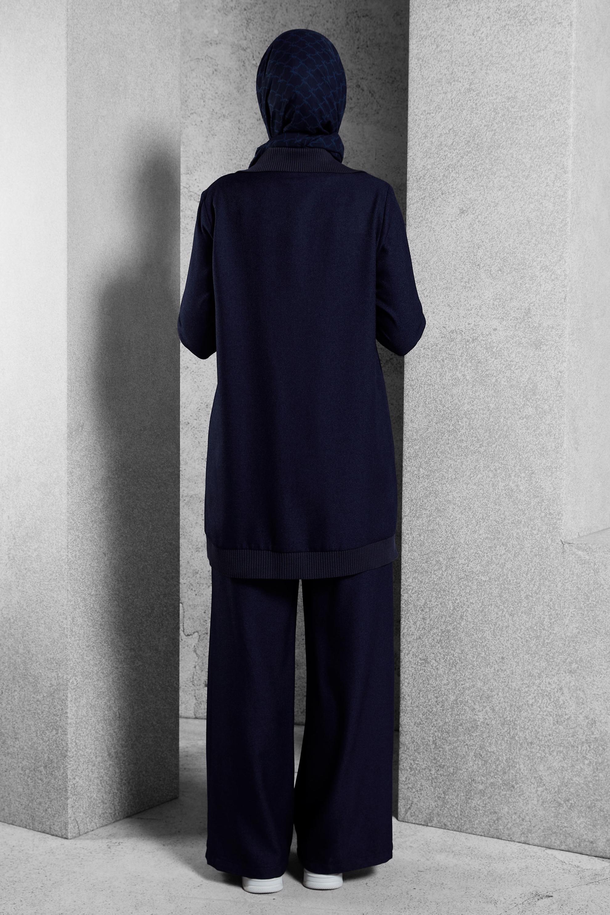 Tesettür giyim LACİVERT FERMUARLI PANTOLONLU TAKIM 45174