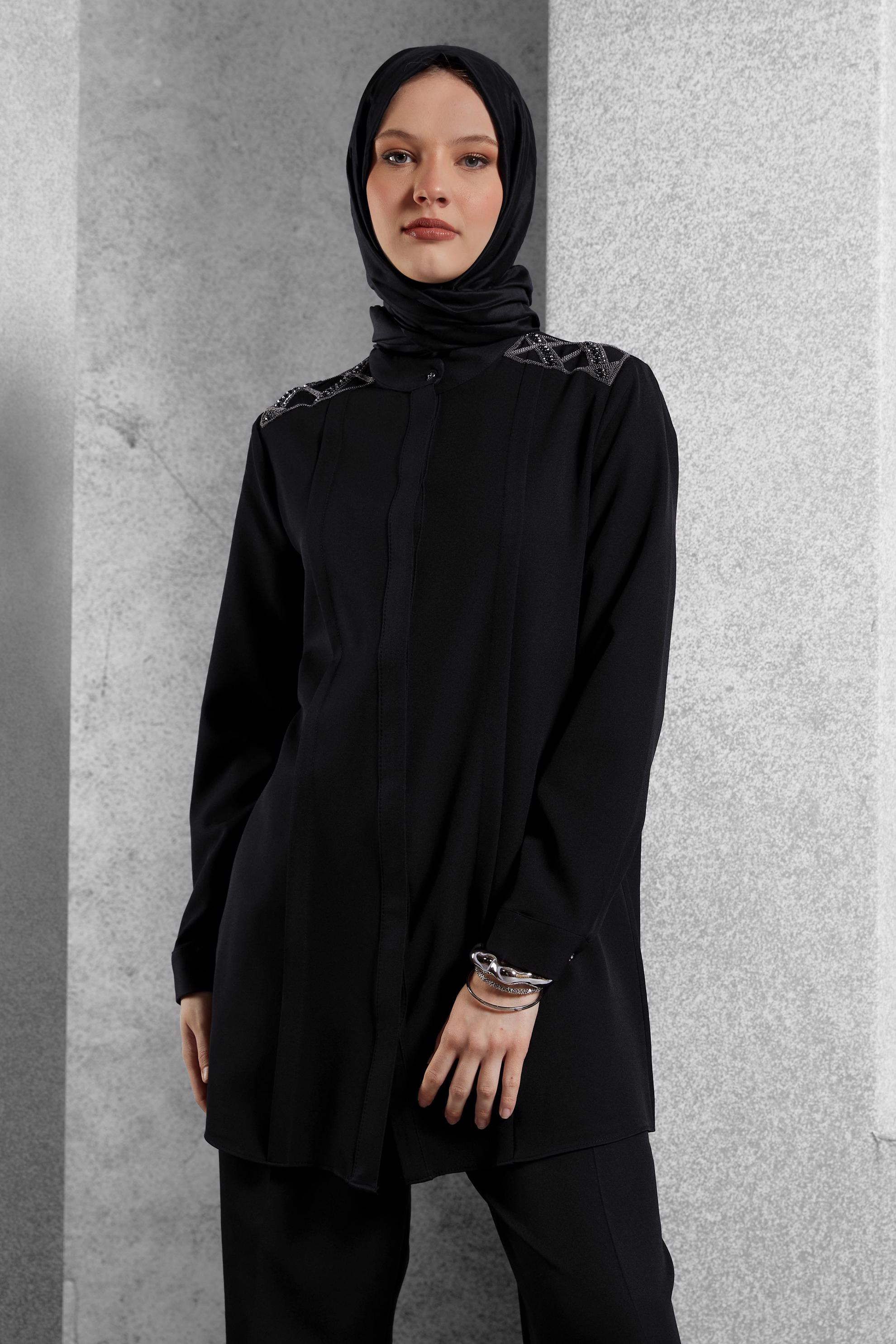 Hijab clothing BLACK GEM EMBROIDERED PANTS SUIT 45184
