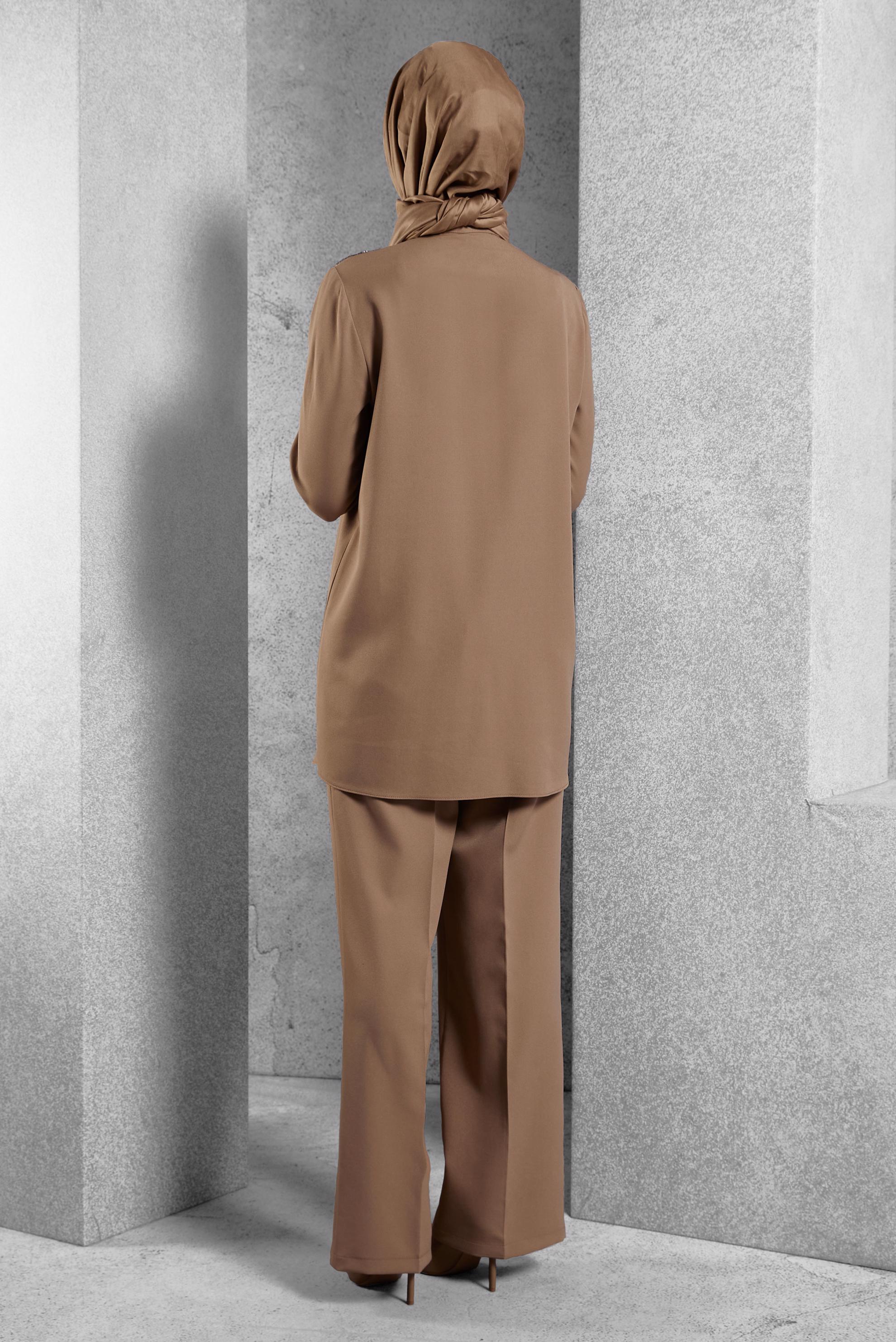 Hijab clothing BROWN GEM EMBROIDERED PANTS SUIT 45184