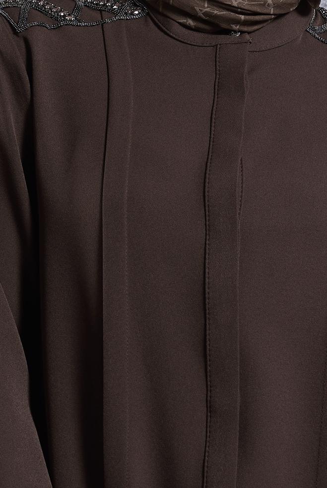 Hijab clothing BROWN GEM EMBROIDERED PANTS SUIT 45184 - ALVİNA