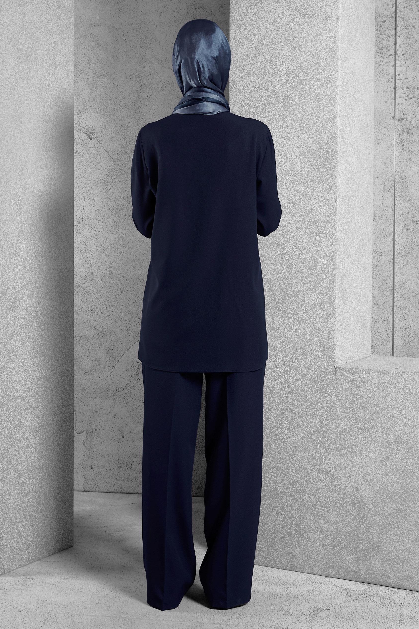 Hijab clothing NAVY BLUE GEM EMBROIDERED PANTS SUIT 45184