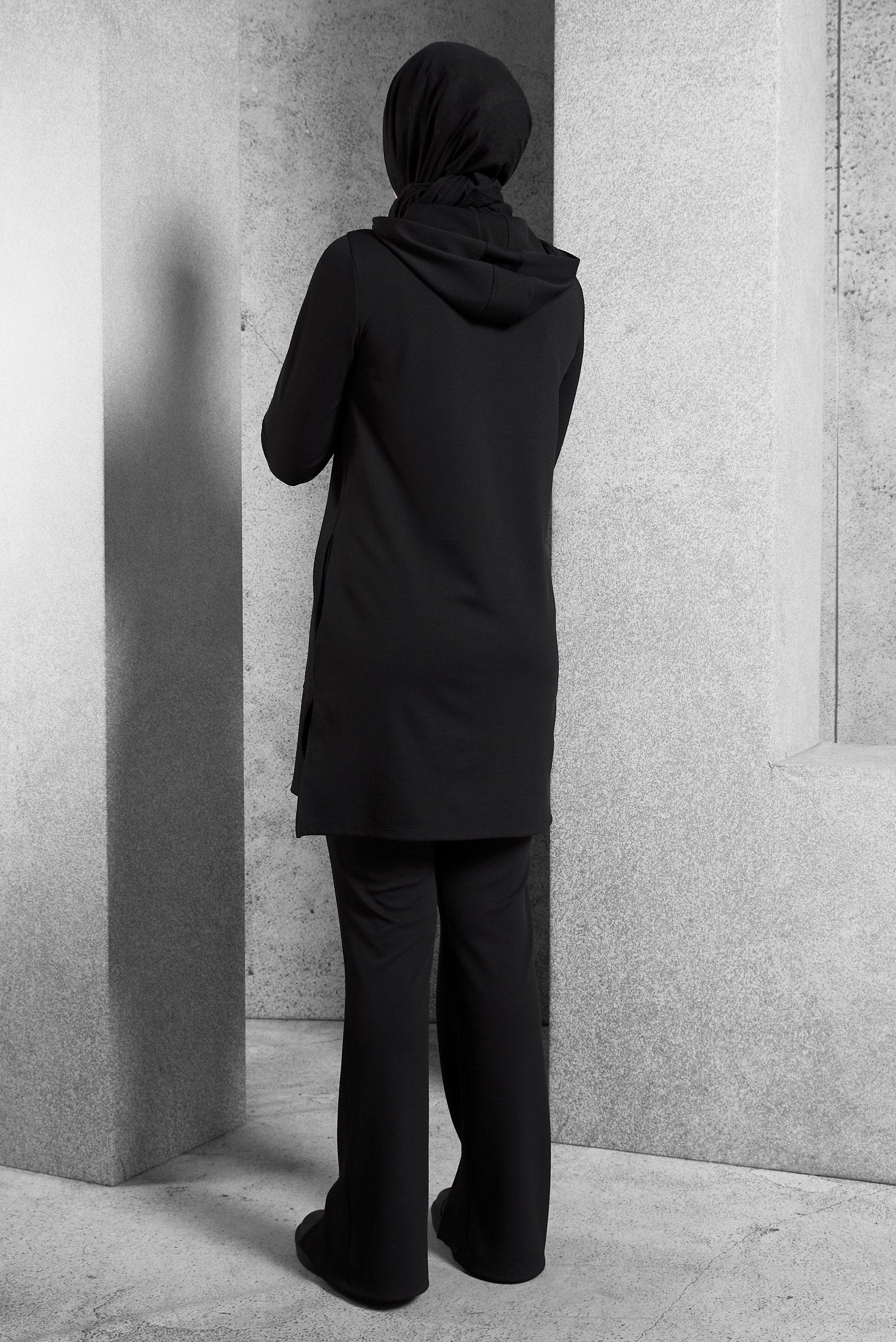 Hijab clothing BLACK HOODED PANTS SUIT 45214