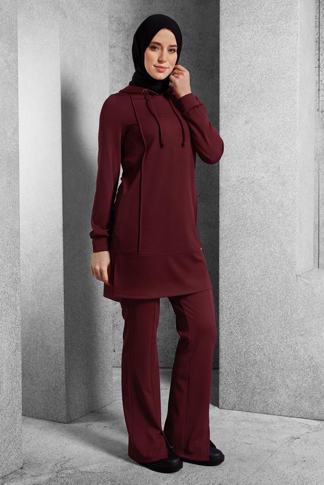 Hijab clothing  HOODED PANTS SUIT 45214 - ALVİNA