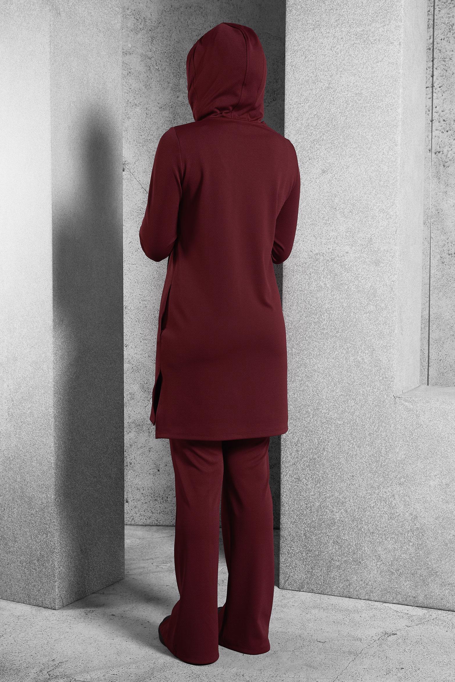 Vêtements hijab ROUGE BORDEAUX COMBINAISON PANTALON À CAPUCHE 45214