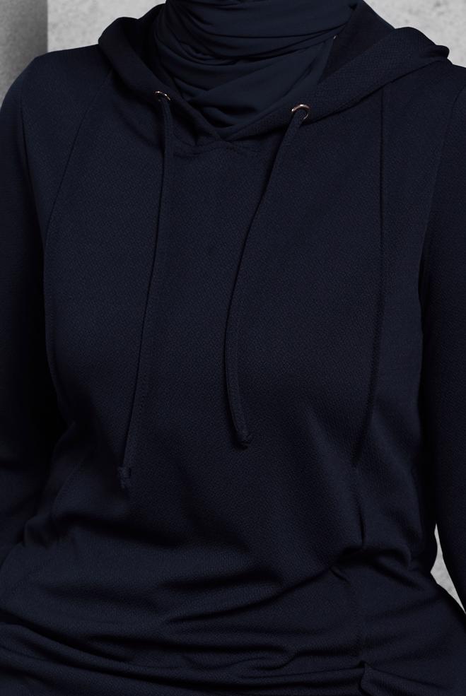 Hijab clothing NAVY BLUE HOODED PANTS SUIT 45214 - ALVİNA