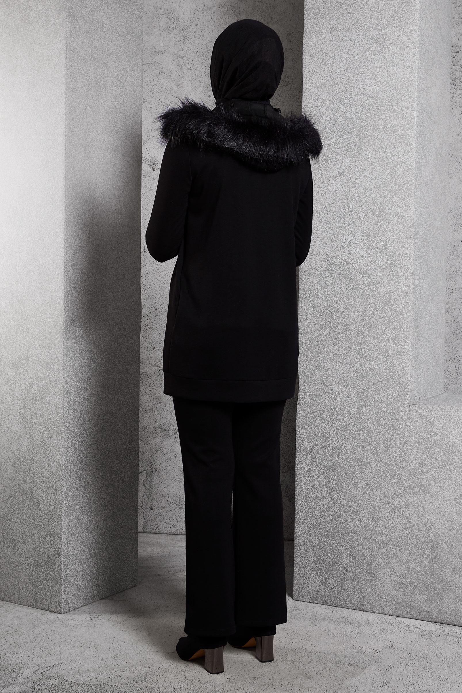 Hijab clothing BLACK HOODED PANTS SUIT 45217