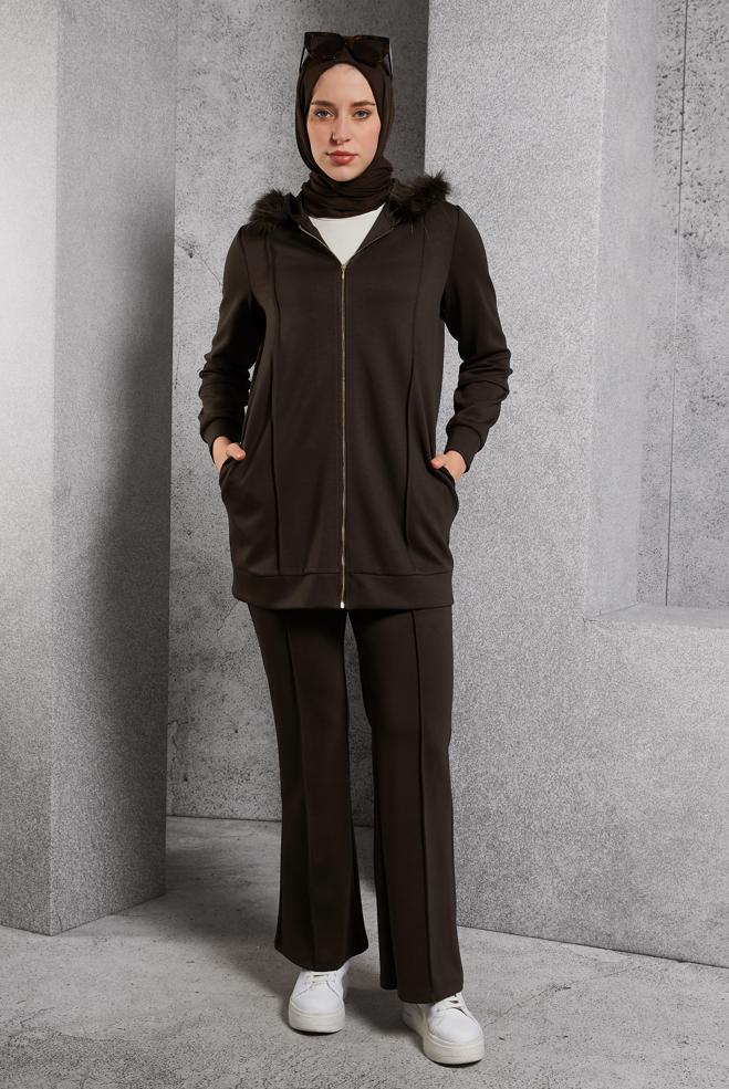 Hijab clothing  HOODED PANTS SUIT 45217 - ALVİNA