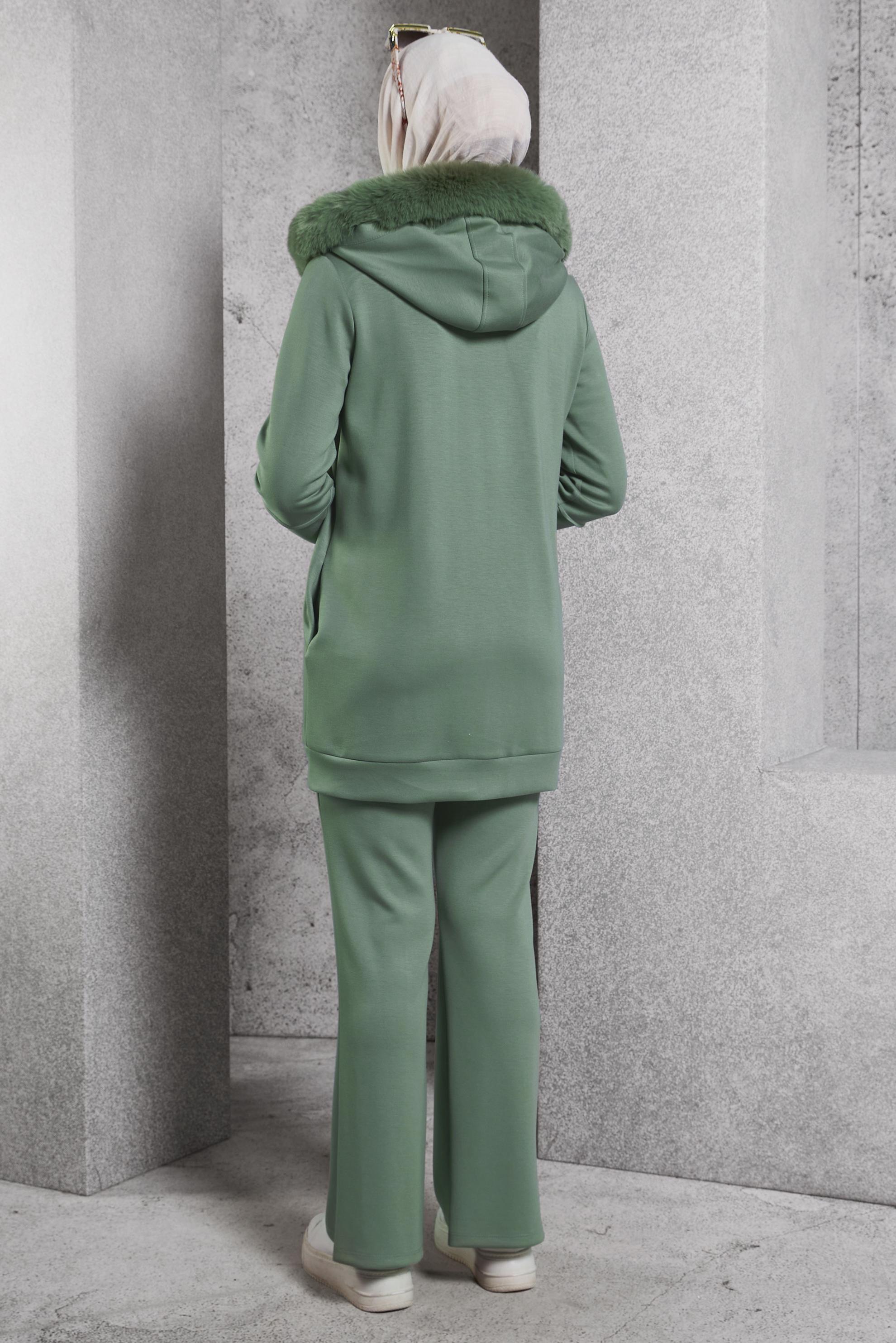 Hijab clothing GREEN HOODED PANTS SUIT 45217