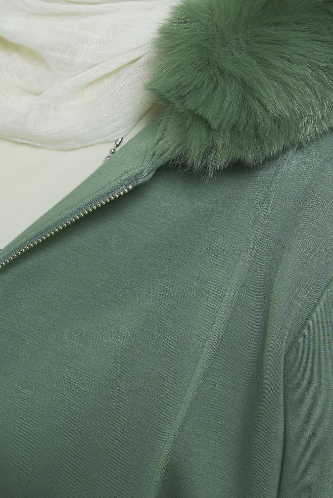 Hijab clothing GREEN HOODED PANTS SUIT 45217 - ALVİNA