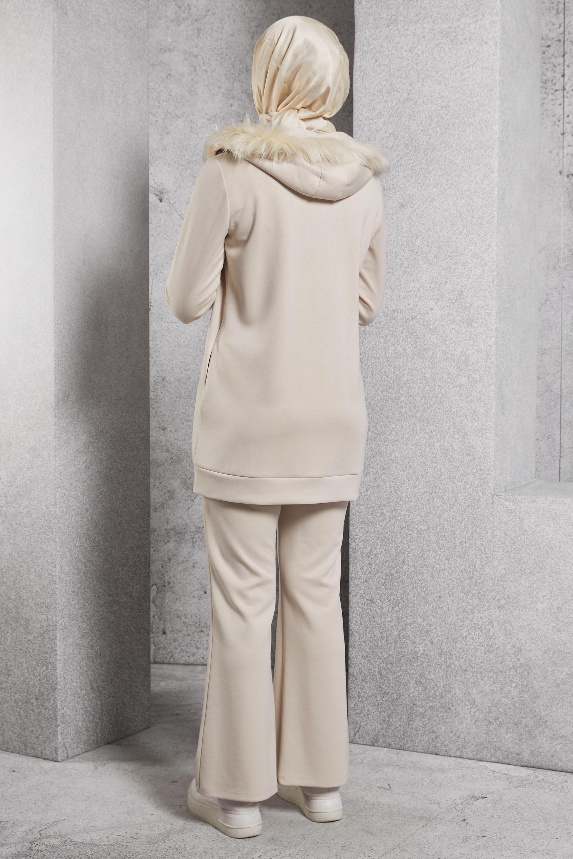 Hijab clothing ECRU HOODED PANTS SUIT 45217