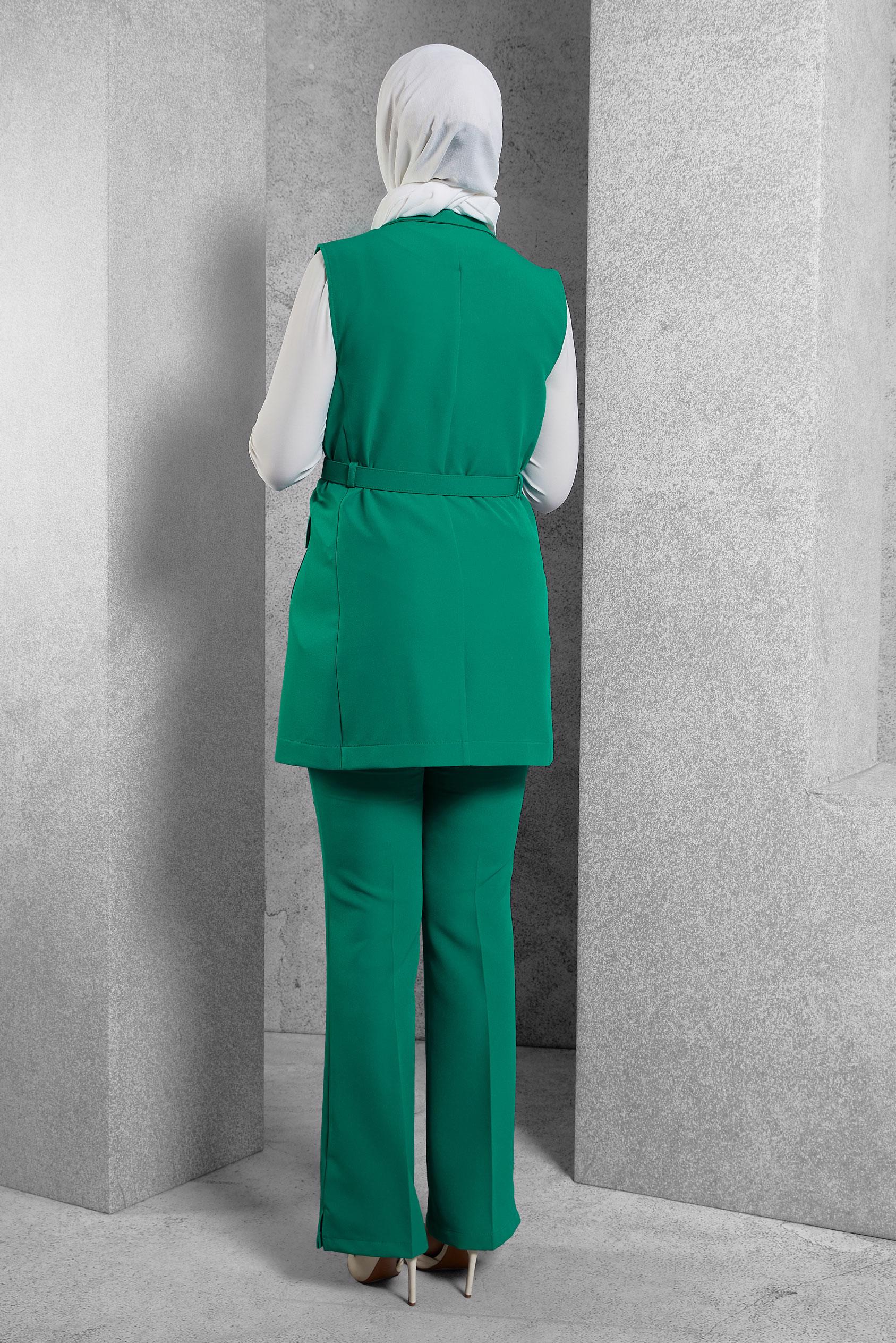 Hijab clothing GREEN BELTED PANTS SUIT 45233