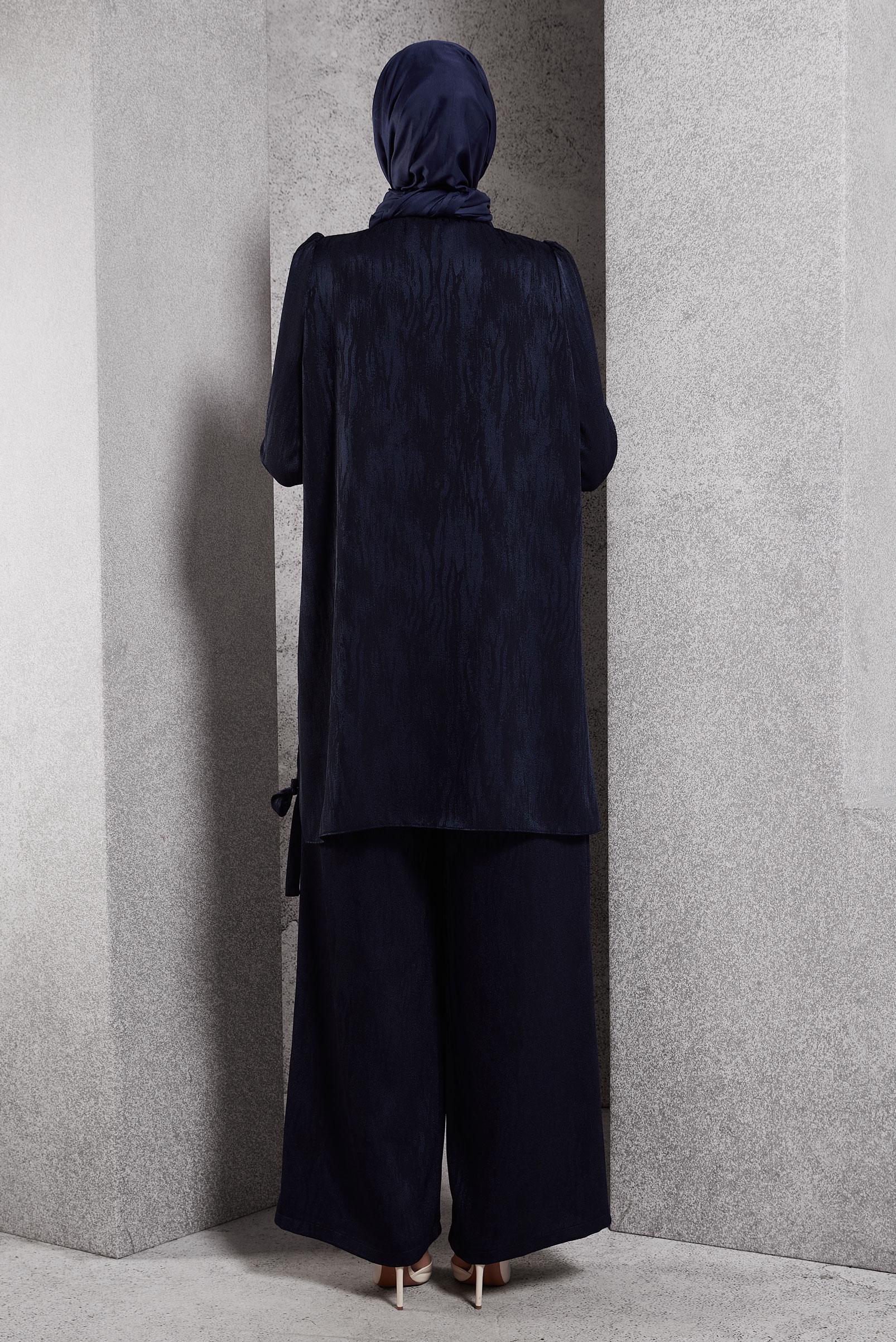 Tesettür giyim LACİVERT PANTOLONLU JAKAR TAKIM 45253 