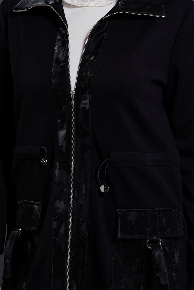 Hijab clothing BLACK ZIPPERED PANTS SUIT 45255 - ALVİNA