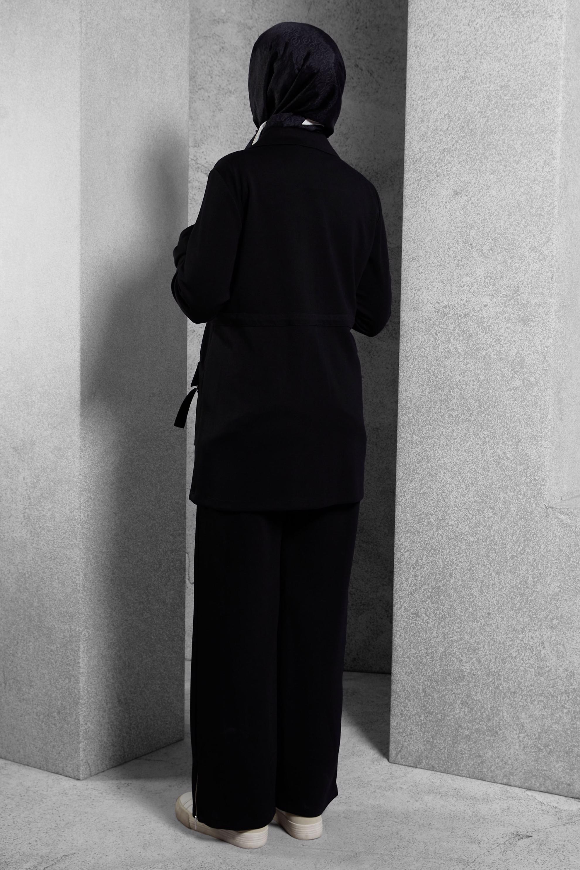 Hijab clothing BLACK ZIPPERED PANTS SUIT 45255
