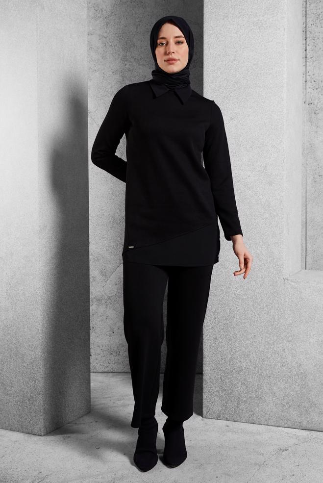 Hijab clothing  SHIRT COLLAR PANTS SUIT 45280 - ALVİNA