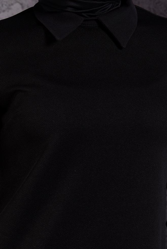Hijab clothing BLACK SHIRT COLLAR PANTS SUIT 45280 - ALVİNA