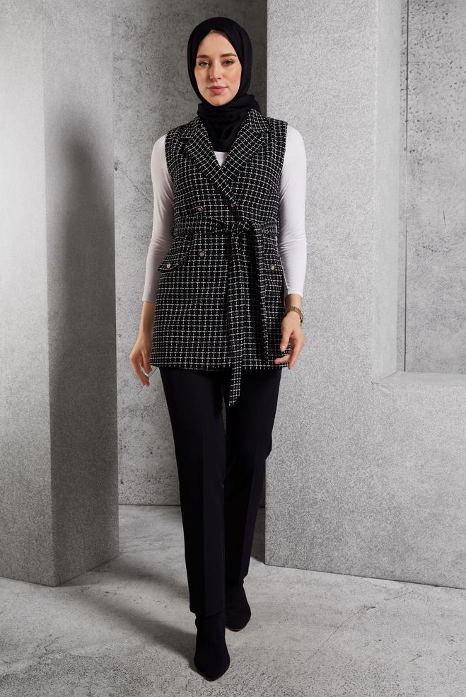 Vêtements hijab  PANTALON DE COSTUME AVEC GILET 45297 - ALVİNA