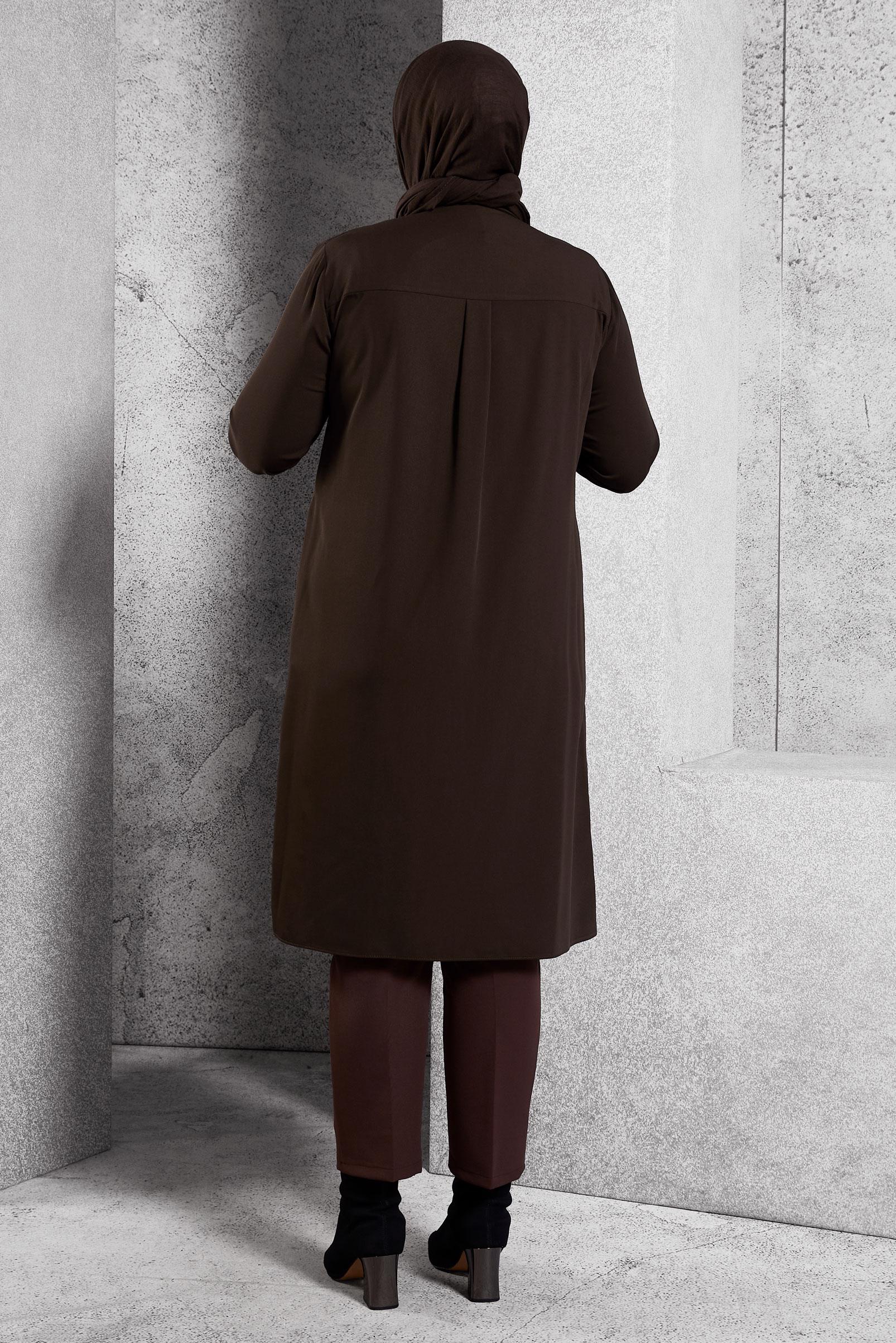Tesettür giyim KAHVE BROŞ DETAYLI TUNİK 20625