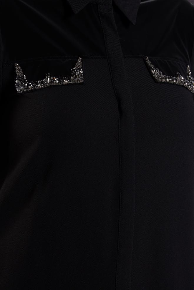 Vêtements hijab NOIR TUNIQUE LONGUE AVEC BIJOU 20634 - ALVİNA