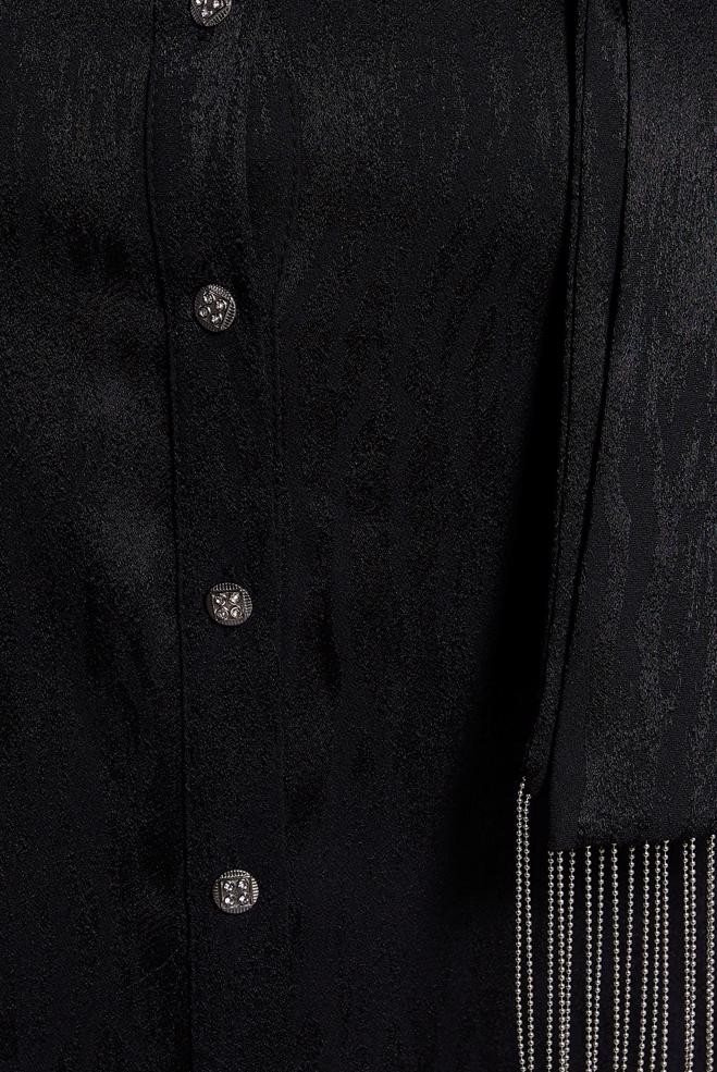 Vêtements hijab NOIR TUNIQUE JACQUARD À COL NOUÉ 20635 - ALVİNA