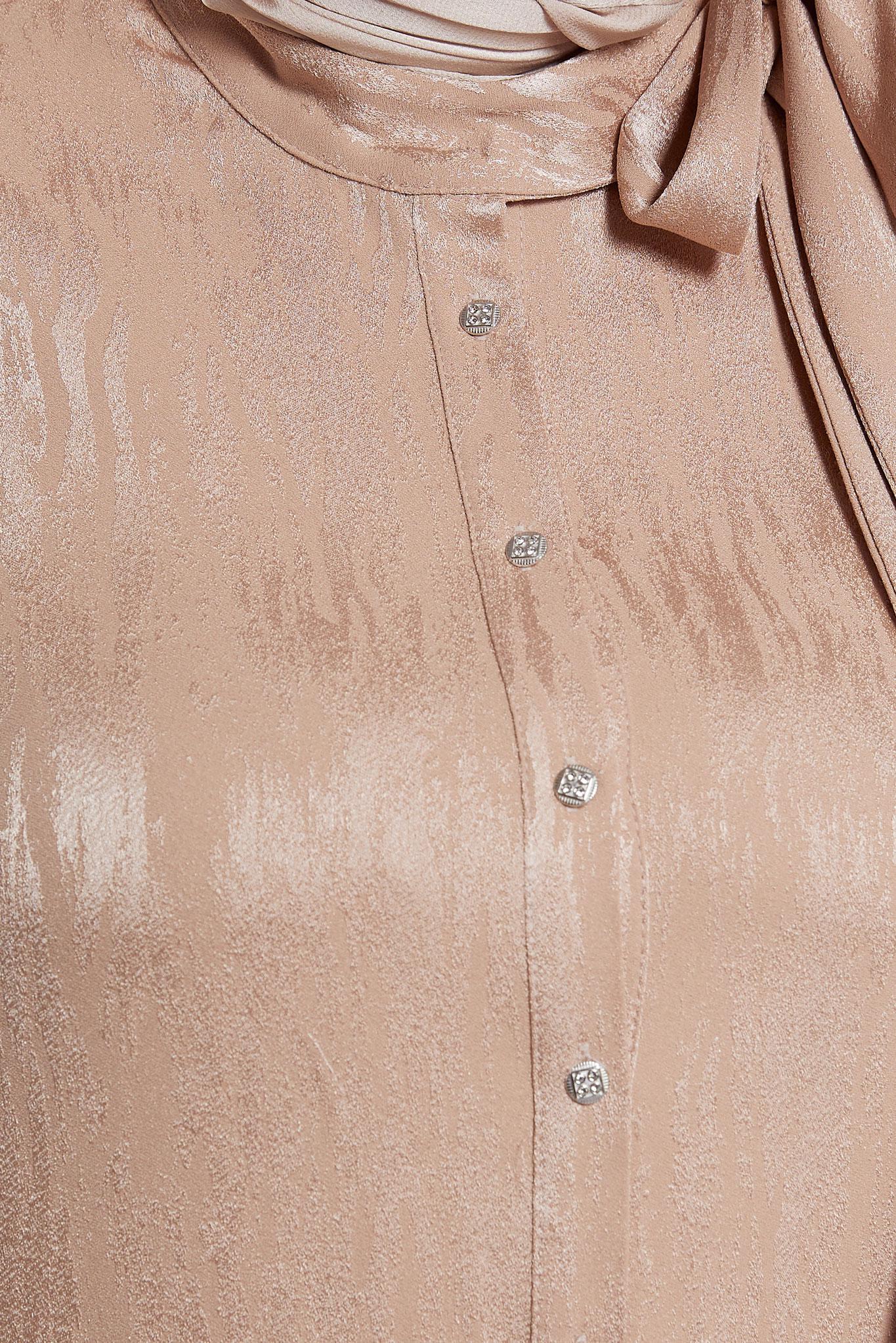 Vêtements hijab BEIGE TUNIQUE JACQUARD À COL NOUÉ 20635