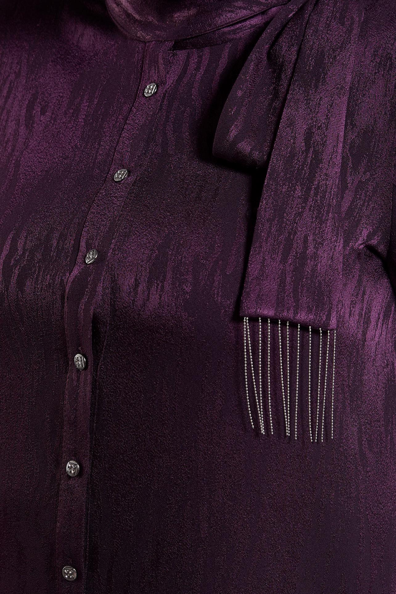 Vêtements hijab PRUNE TUNIQUE JACQUARD À COL NOUÉ 20635