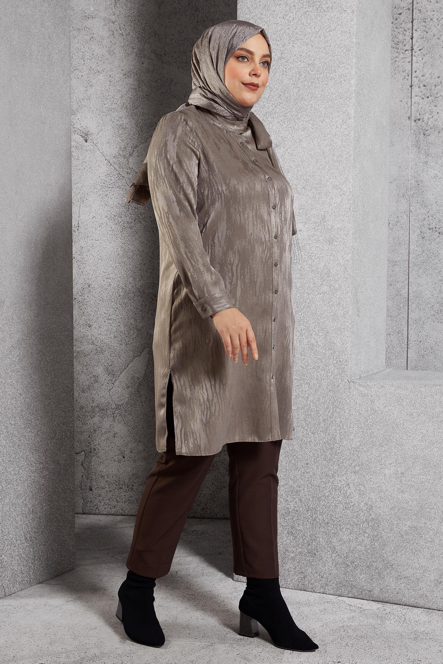 Vêtements hijab VISON TUNIQUE JACQUARD À COL NOUÉ 20635