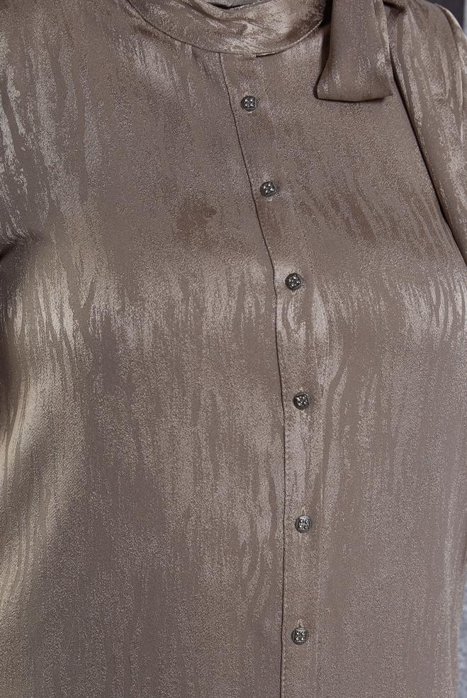 Vêtements hijab VISON TUNIQUE JACQUARD À COL NOUÉ 20635 - ALVİNA