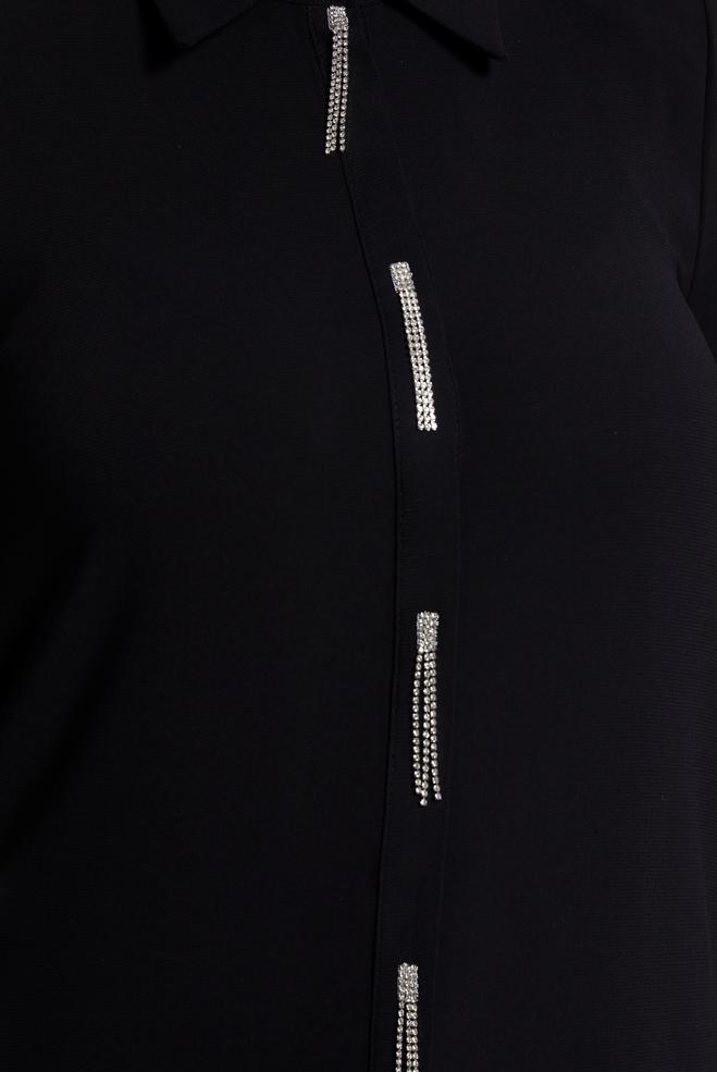 Vêtements hijab NOIR TUNIQUE BRODÉE DE PIERRES PRÉCIEUSES 20636 - ALVİNA