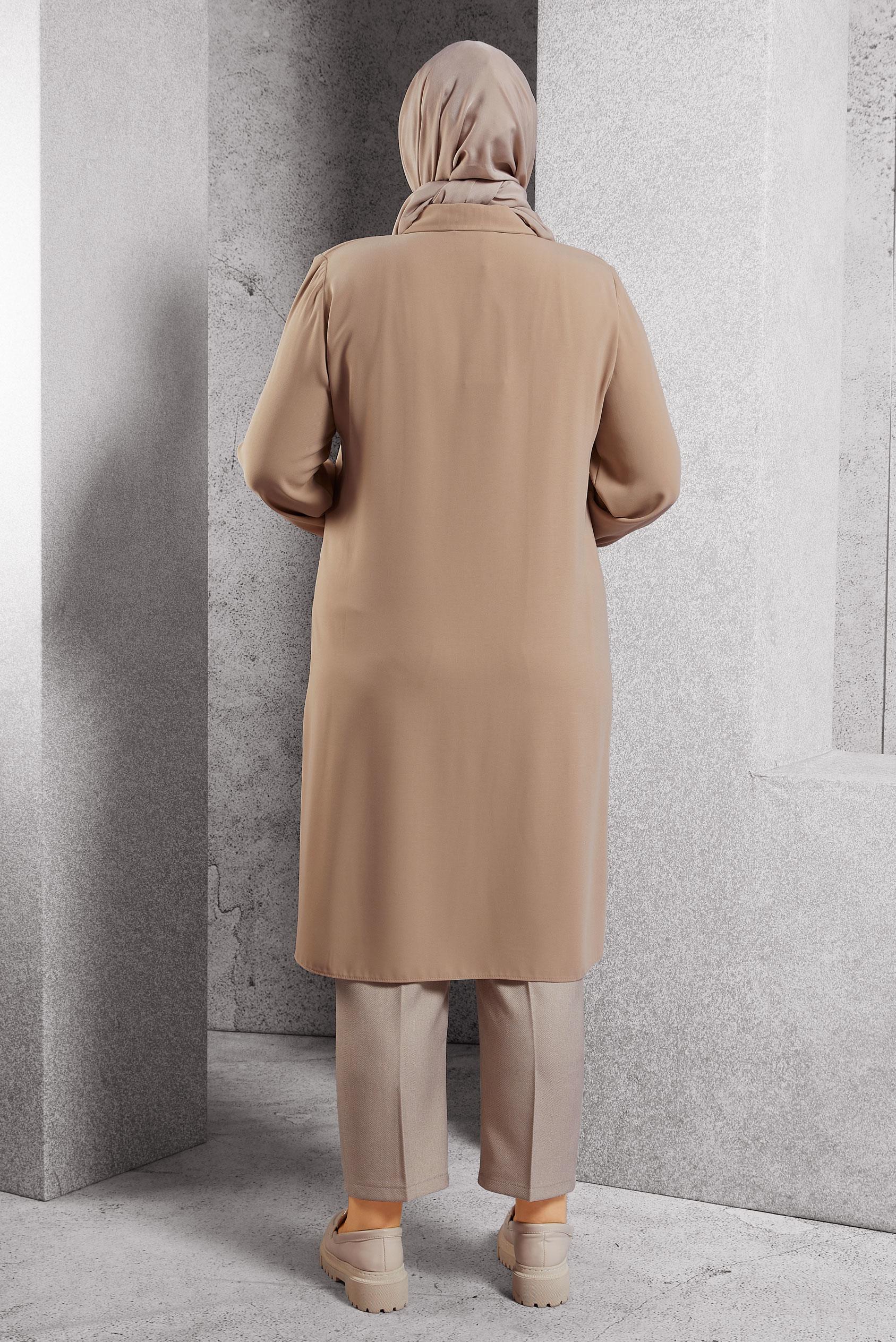 Vêtements hijab BRUN TUNIQUE BRODÉE DE PIERRES PRÉCIEUSES 20636