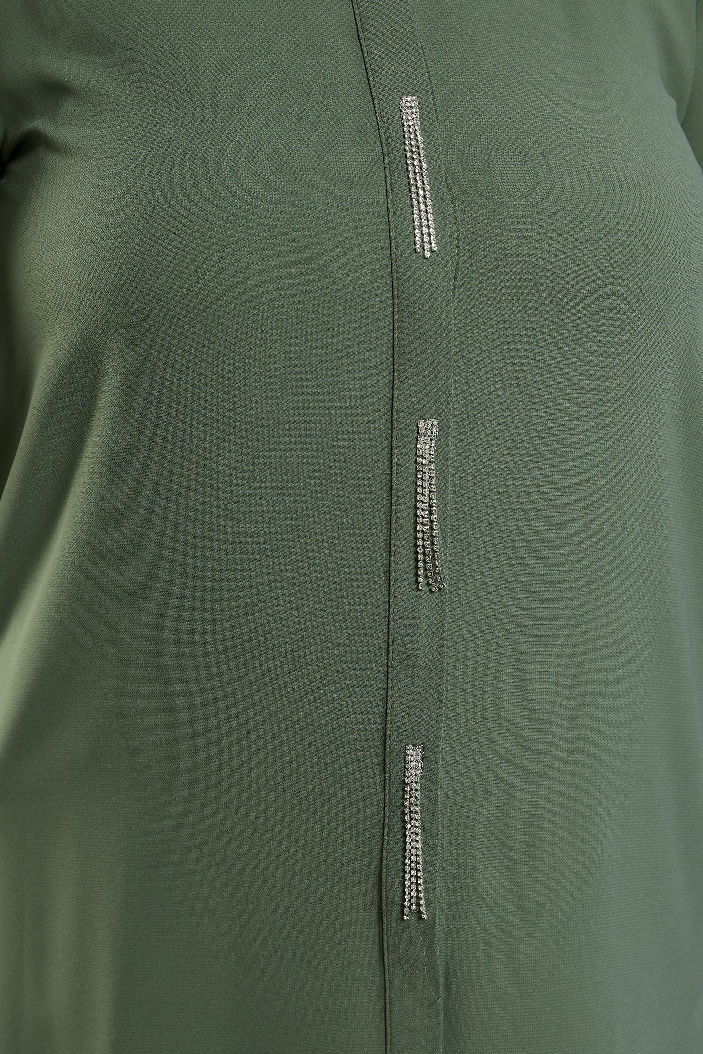 Vêtements hijab KAKI TUNIQUE BRODÉE DE PIERRES PRÉCIEUSES 20636