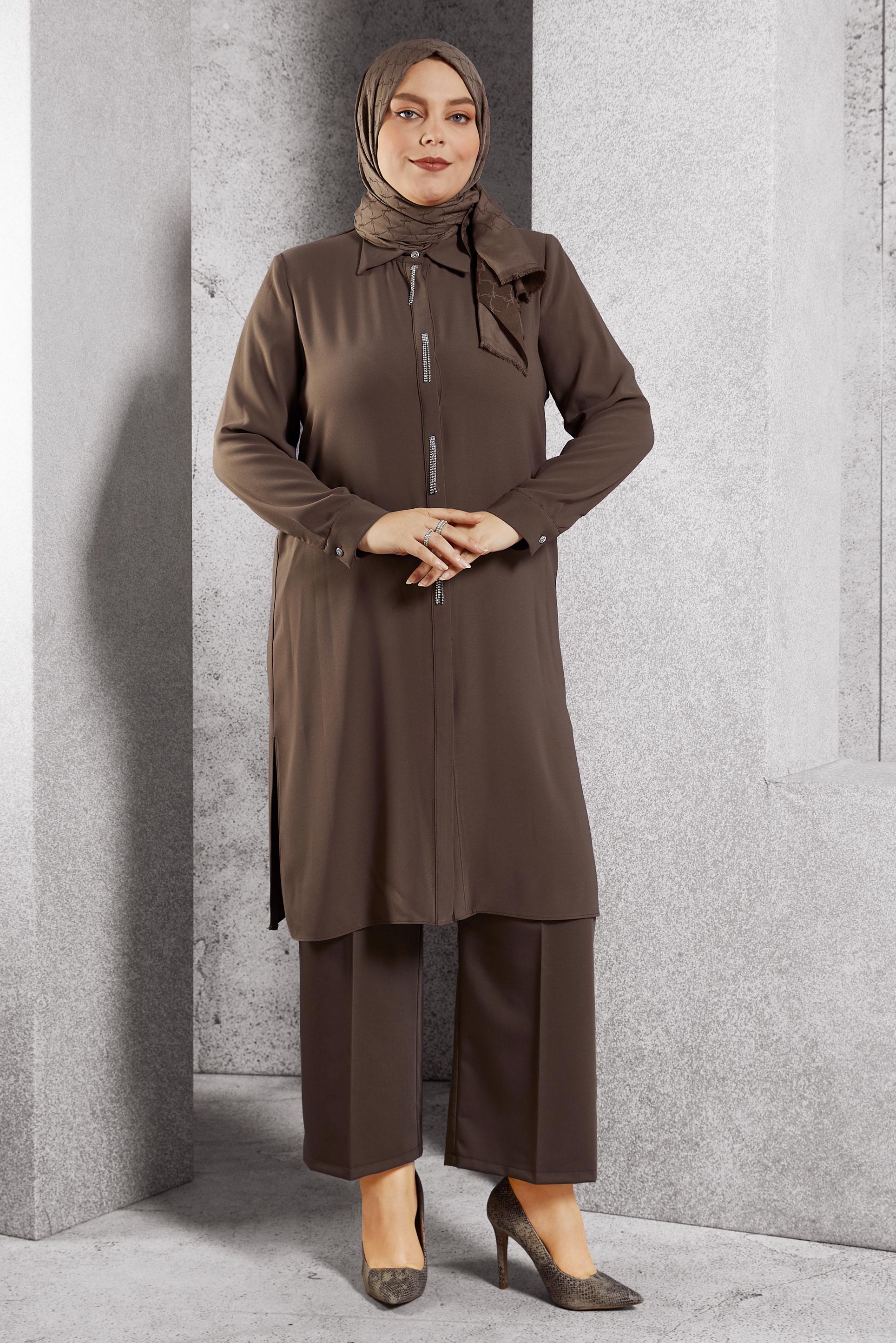 Vêtements hijab VISON TUNIQUE BRODÉE DE PIERRES PRÉCIEUSES 20636