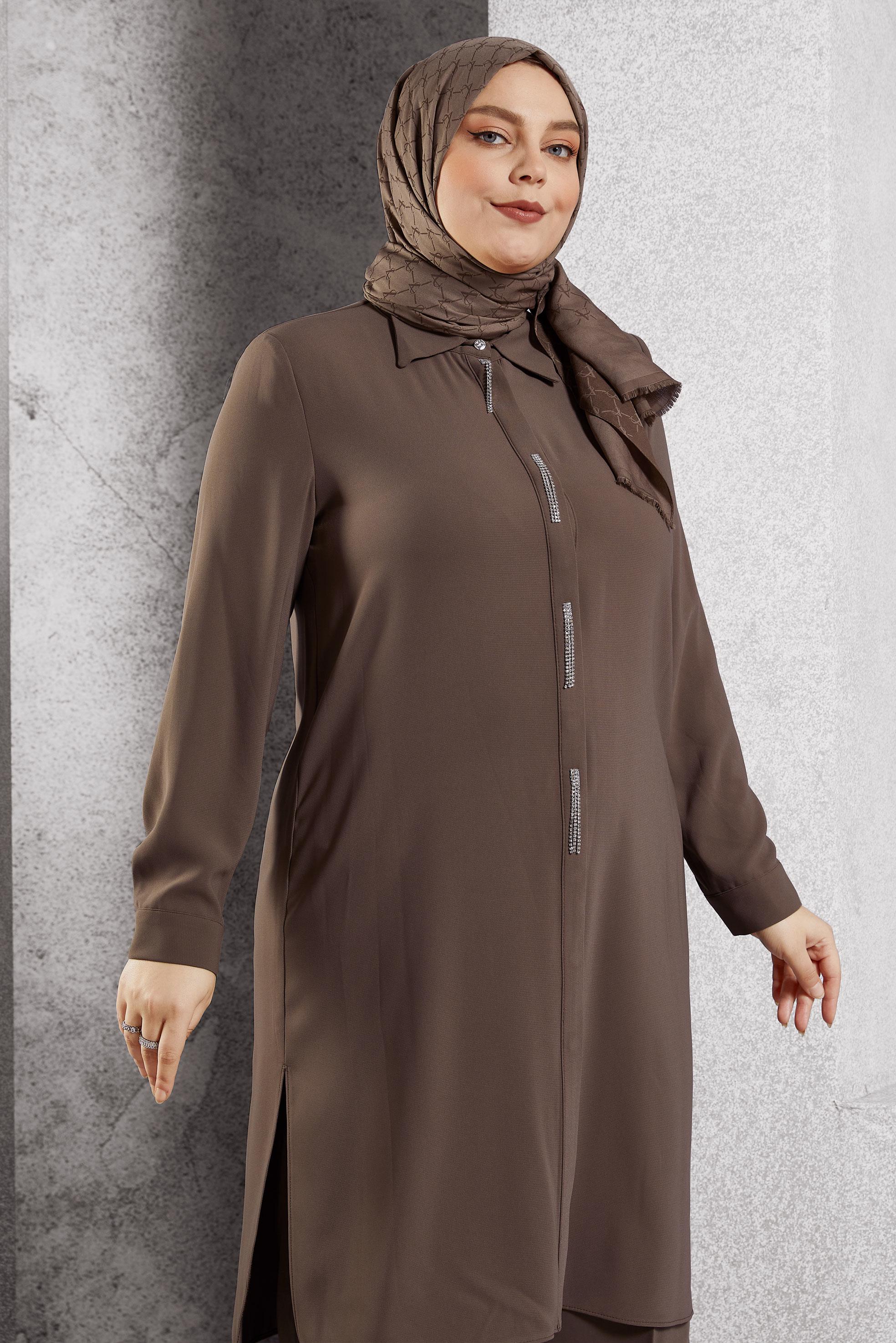 Vêtements hijab VISON TUNIQUE BRODÉE DE PIERRES PRÉCIEUSES 20636