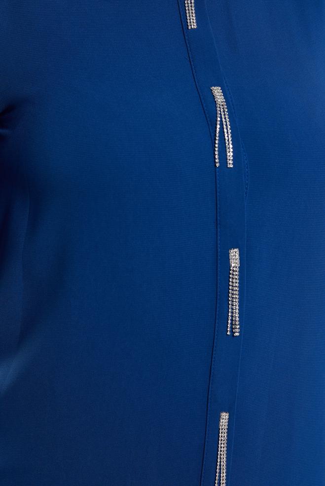 Vêtements hijab BLEU MARINE TUNIQUE BRODÉE DE PIERRES PRÉCIEUSES 20636 - ALVİNA