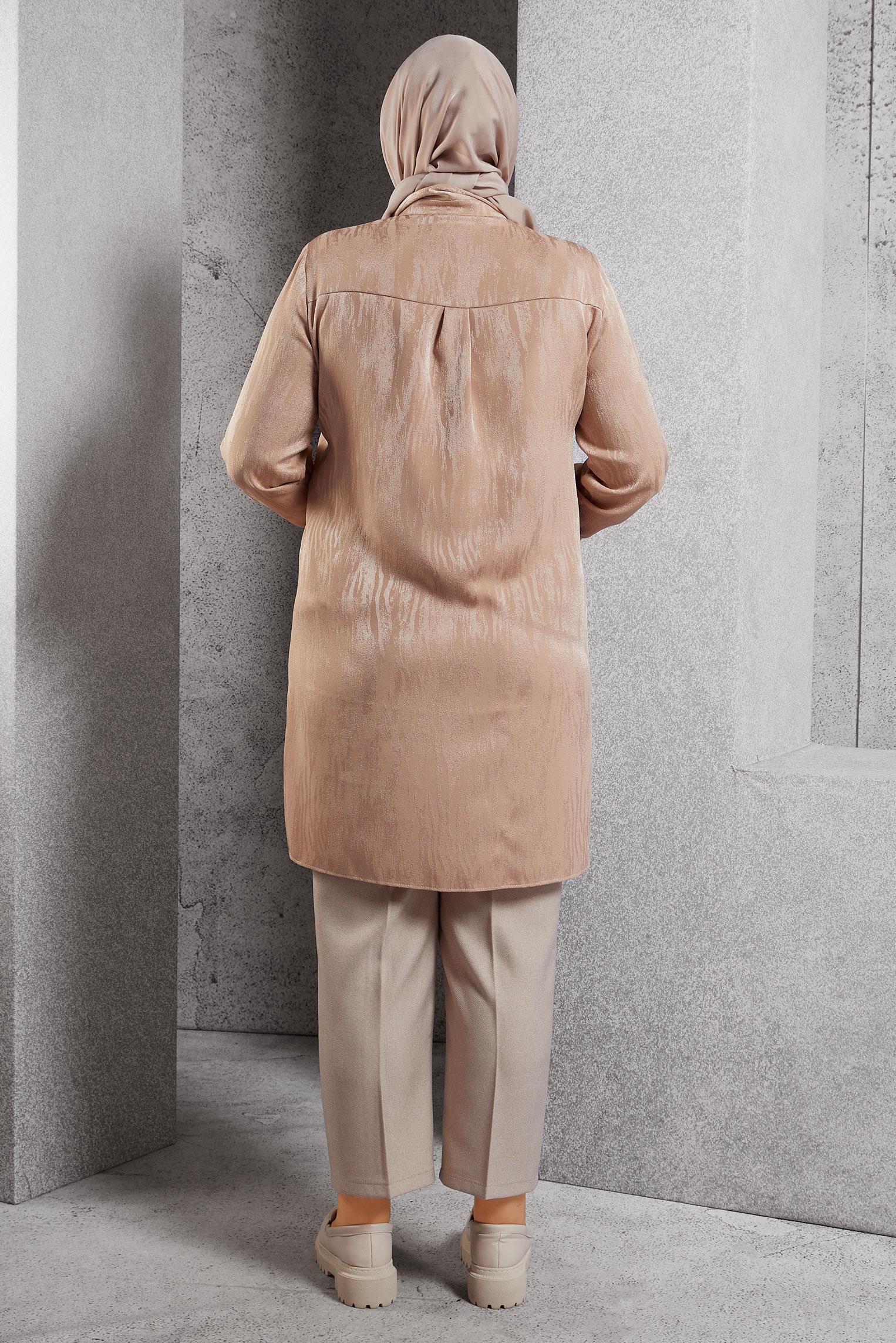 Vêtements hijab BEIGE TUNIQUE CHEMISE JACQUARD 20638