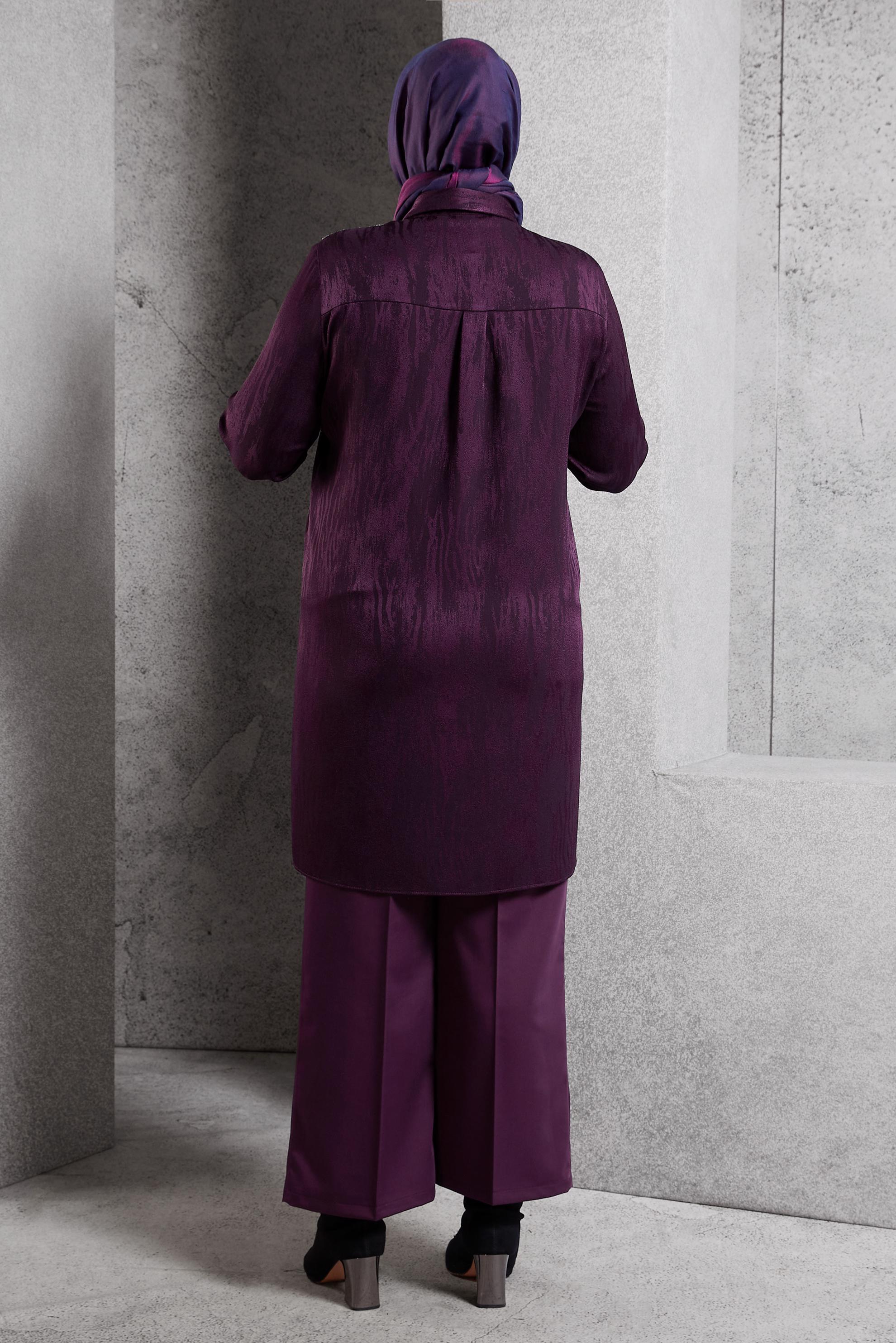 Vêtements hijab PRUNE TUNIQUE CHEMISE JACQUARD 20638