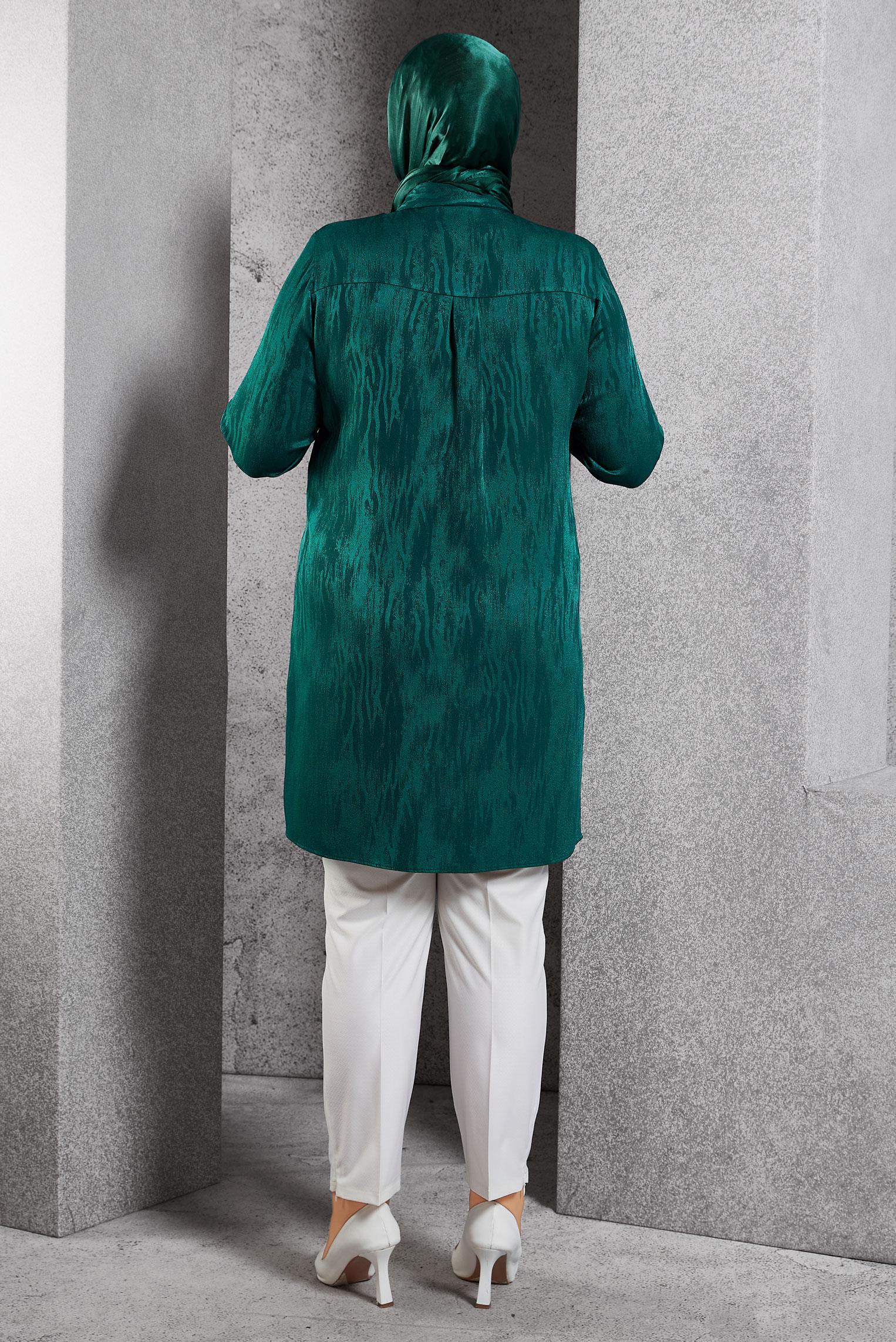 Vêtements hijab VERT TUNIQUE CHEMISE JACQUARD 20638