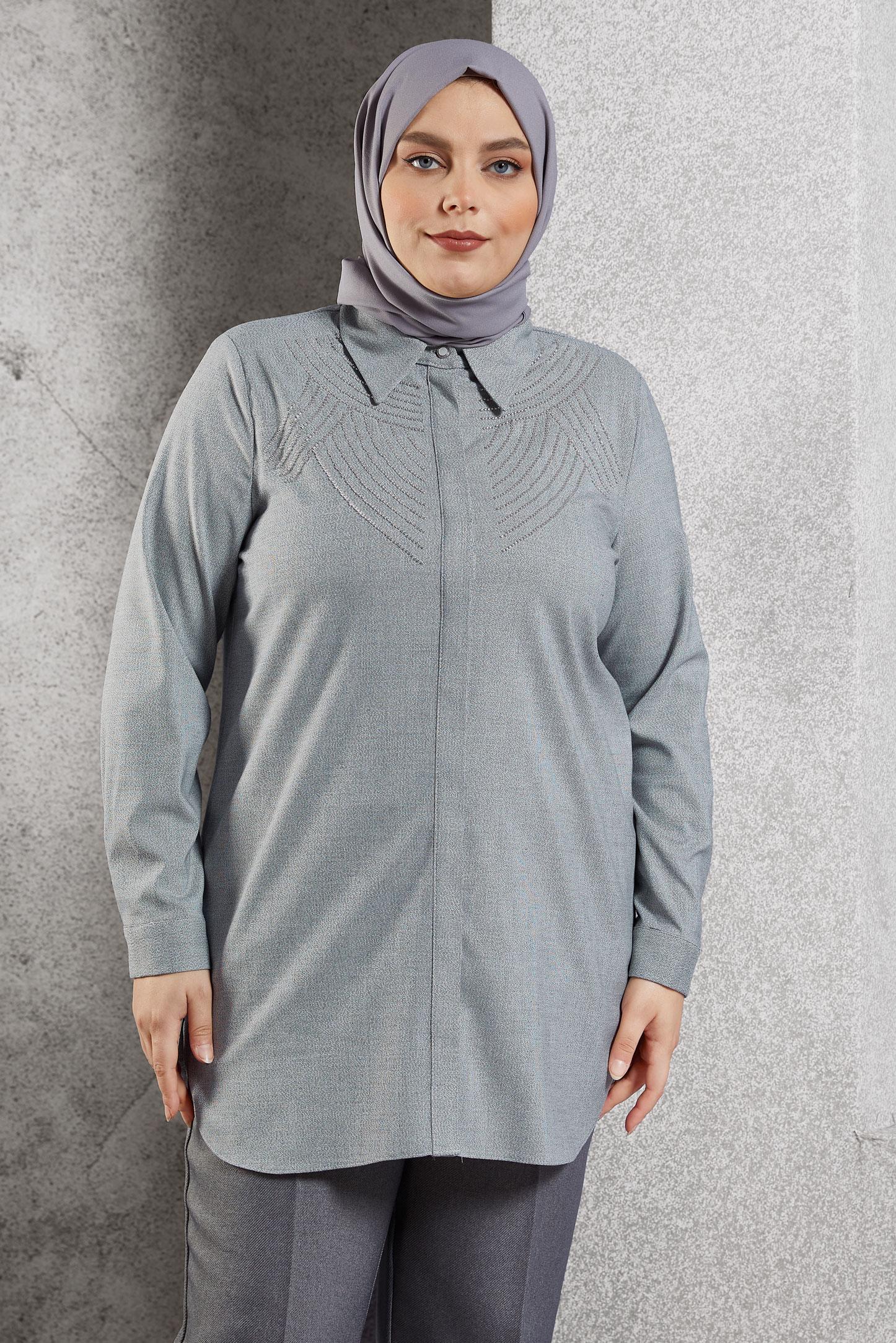 Vêtements hijab NOIR TUNIQUE CHEMISE GRANDE TAILLE 20648
