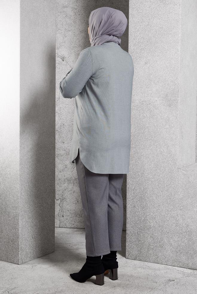 Tesettür giyim SİYAH BÜYÜK BEDEN GÖMLEK TUNİK 20648 - ALVİNA