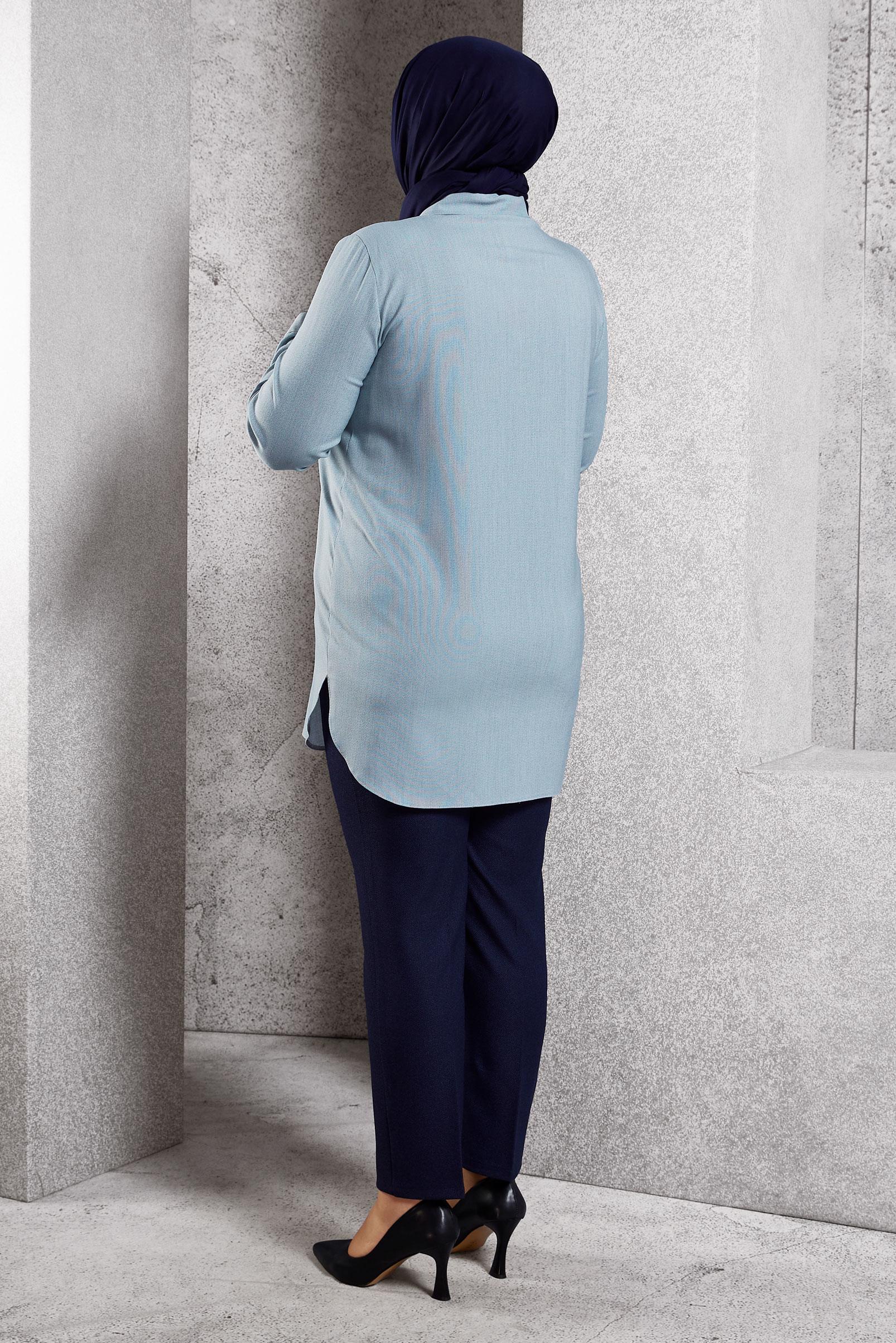 Tesettür giyim MAVİ BÜYÜK BEDEN GÖMLEK TUNİK 20648