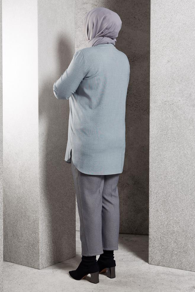 Tesettür giyim LACİVERT BÜYÜK BEDEN GÖMLEK TUNİK 20648 - ALVİNA