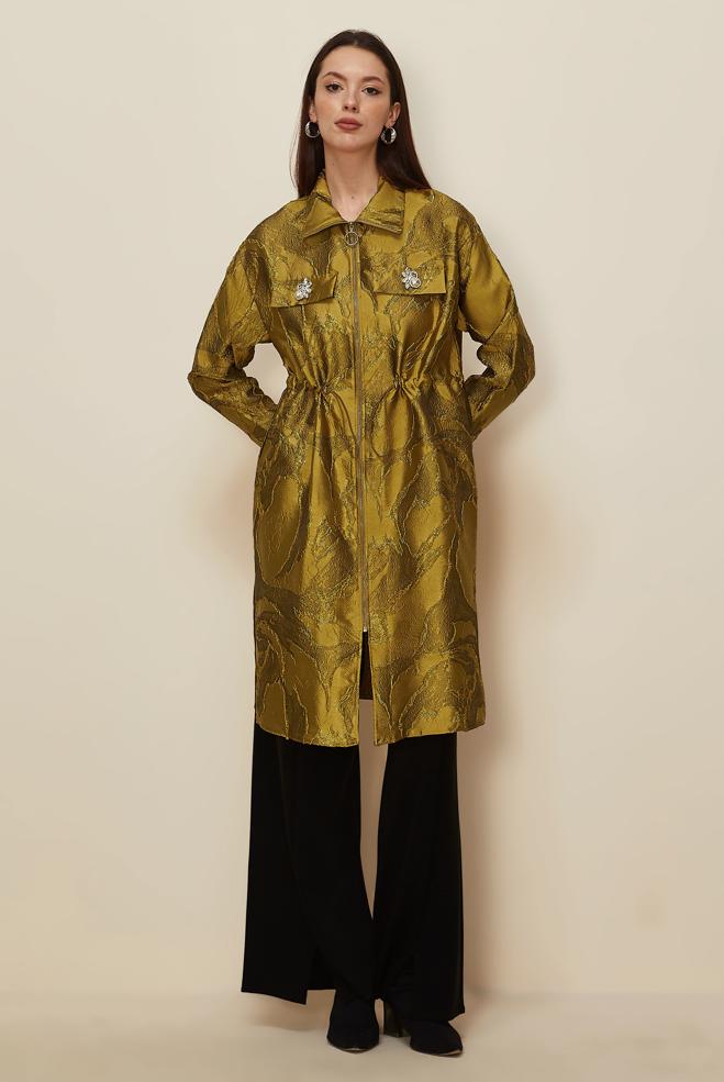 Hijab clothing YELLOW ZIPPERED JACQUARD TUNIC 44730 - ALVİNA
