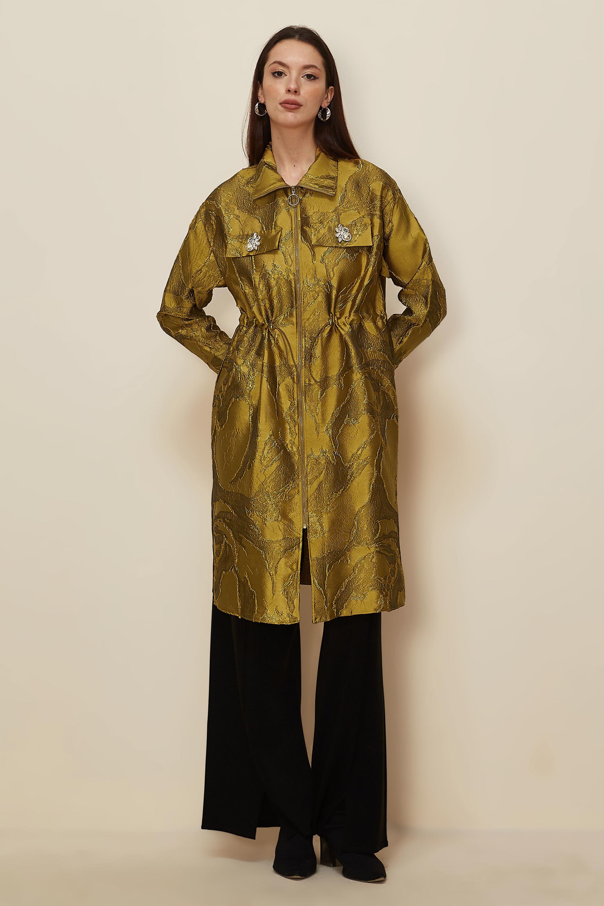 Hijab clothing YELLOW ZIPPERED JACQUARD TUNIC 44730
