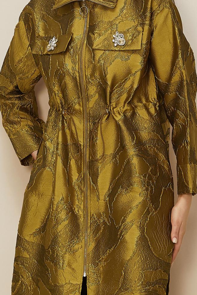 Hijab clothing YELLOW ZIPPERED JACQUARD TUNIC 44730 - ALVİNA