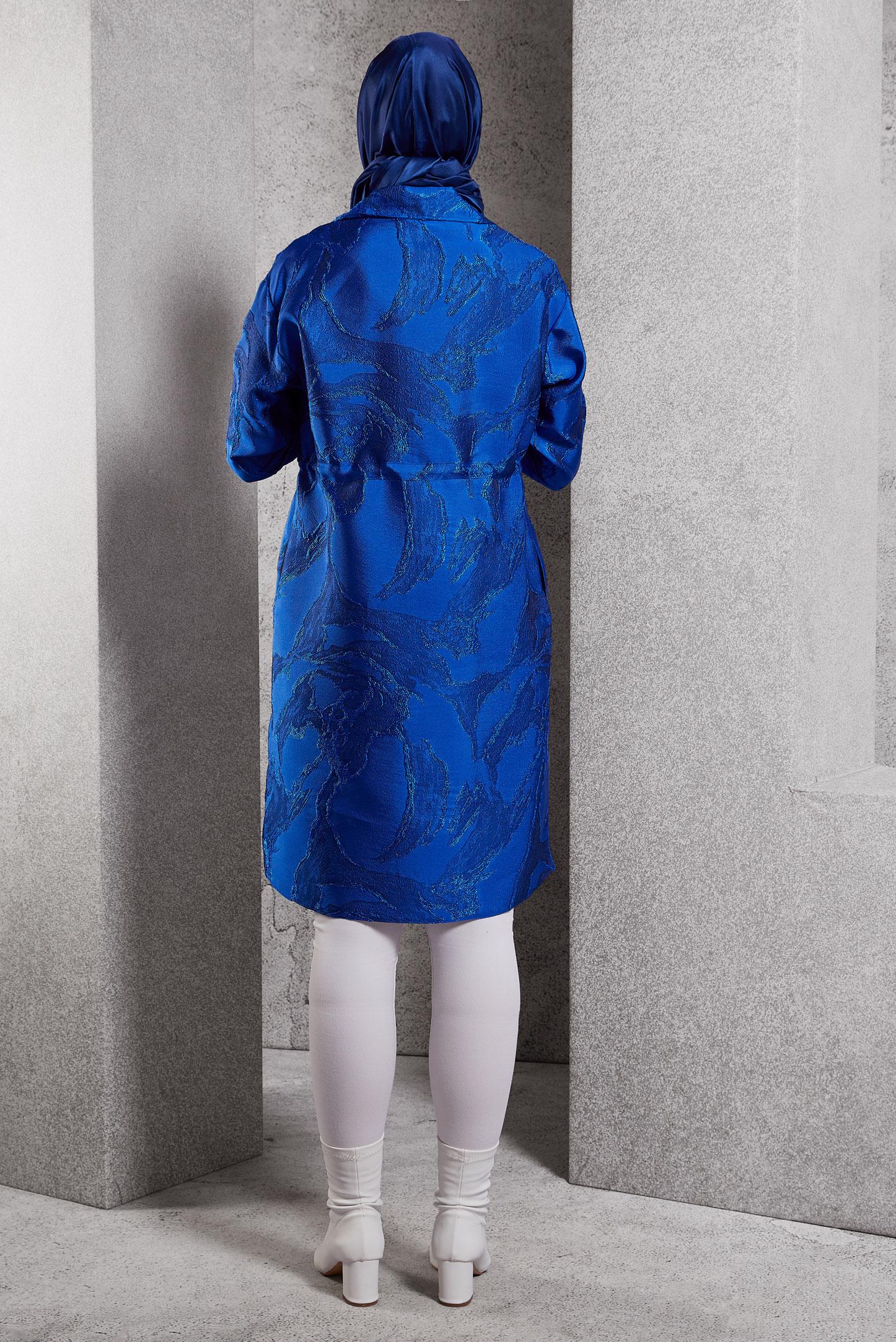 Tesettür giyim LACİVERT FERMUARLI JAKAR TUNİK 44730