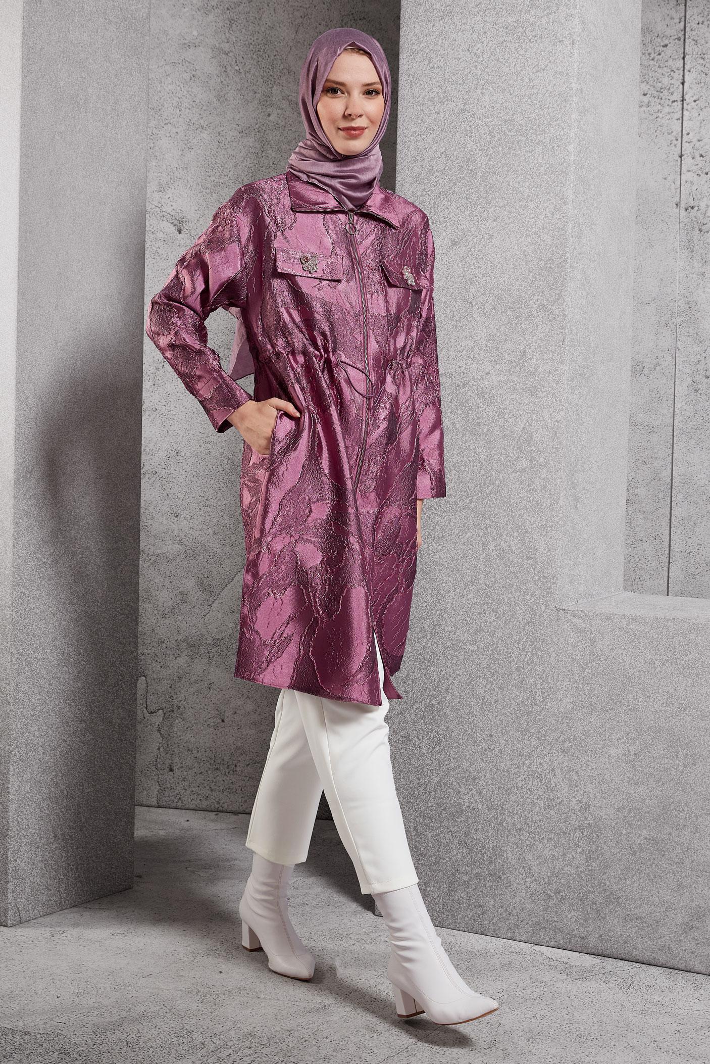 Vêtements hijab ROSE TUNIQUE JACQUARD À FERMETURE ÉCLAIR 44730