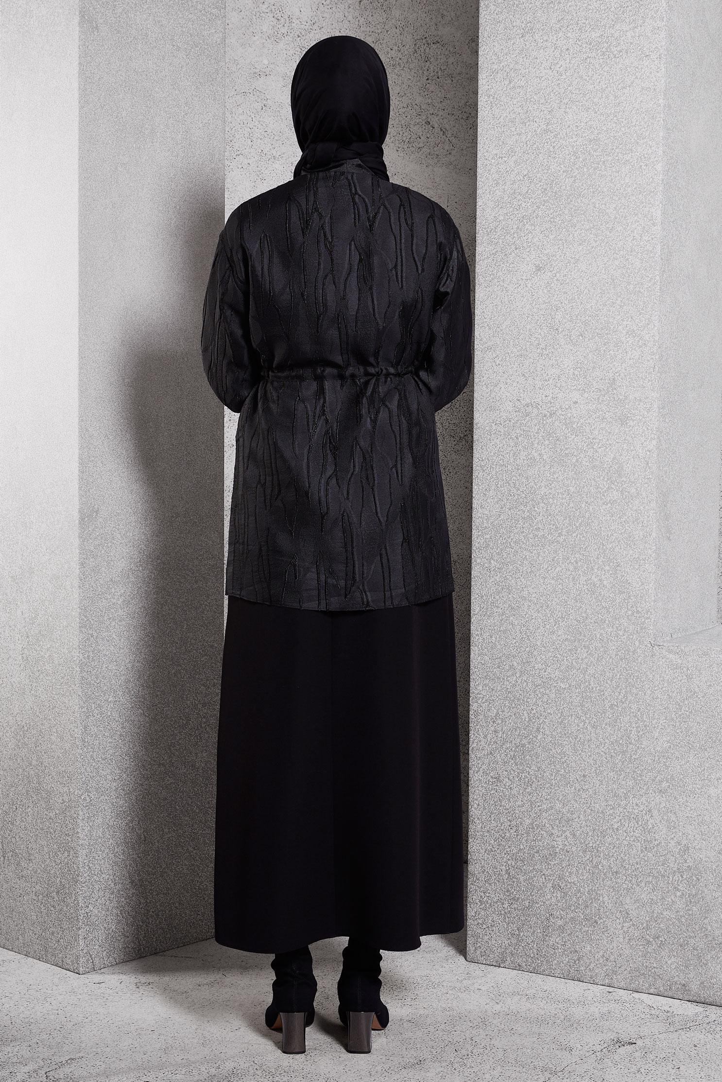 Hijab clothing BLACK JACQUARD MODEST TUNIC 44738